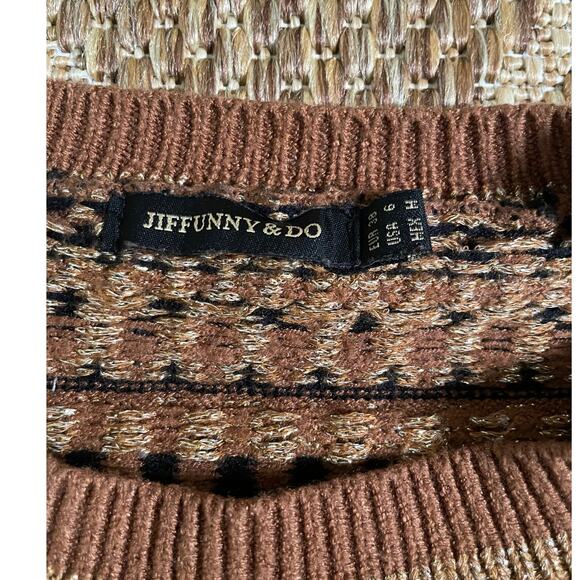 Jiffunny & Do Lurex Thread Crewneck Crop Sweater SZ 6 - Picture 4 of 7